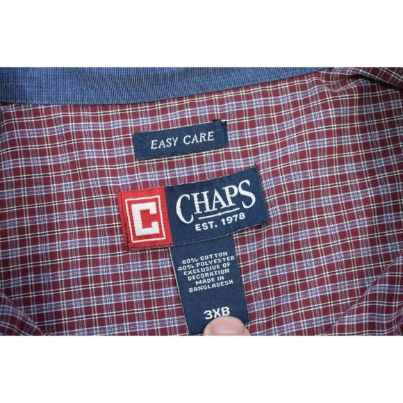 Chaps Ralph Lauren Dress Shirt Plaid Easy Care Mens Size 3XB 3XL Big - Picture 9 of 10